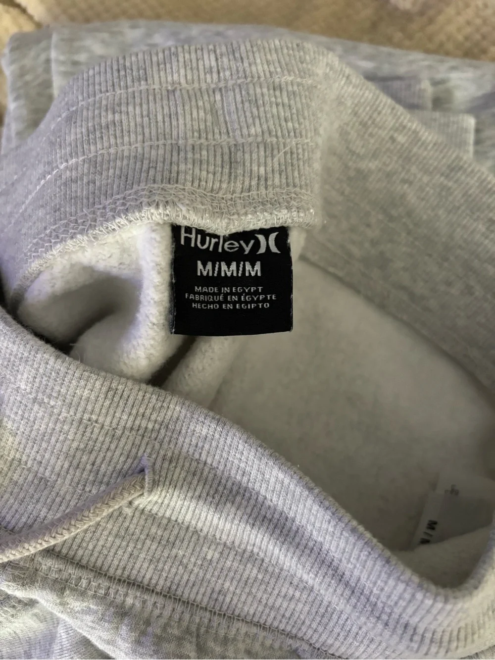 Hurley Gray Fleece Jogger Sweatpants Men's Medium Drawstring Athletic Lounge